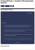 Nursing 250 Exam 1 &ndash; Questions With Appropriate Solutions