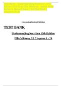 Test Bank Understanding Nutrition 17th Edition by Ellie Whitney ISBN 9781305952006 Complete Chapters 1&ndash;20 Verified Questions and Answers for Nutrition and Nursing