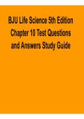 BJU Life Science 5th Edition Chapter 10 Test Questions and Answers Study Guide Complete 2025&sol; 2026
