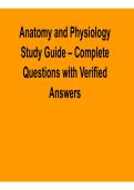 Anatomy and Physiology Study Guide Complete Questions with Verified Answers 2025&sol; 2026