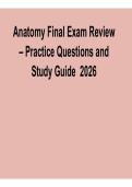 Anatomy Final Exam Review Practice Questions and Study Guide 2026&sol; 2027