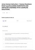 Army License instructors &sol; License Examiners EXAM questions&lpar;2026&rpar; QUESTIONS AND &lpar;DETAILED ANSWERS&rpar; WITH COMPLETE SOLUTIONS