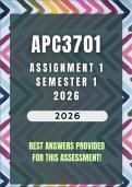 APC3701 Assignment 1 Semester 1 2026 Memo &vert; Due Date 2026
