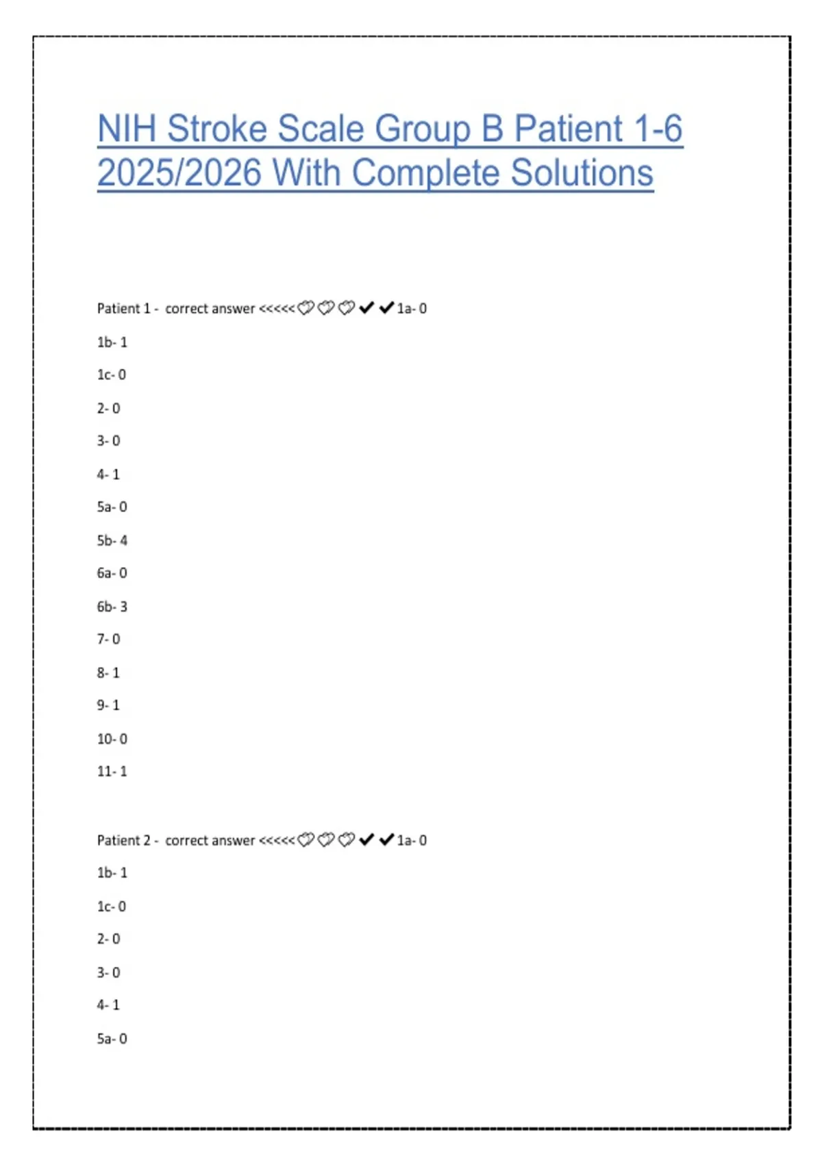 Nih Guide.pdf NIH Stroke Scale Group B Patients 1–6 (2025/2026) | Complete Solutions ...