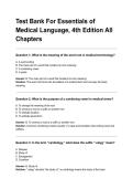 Test Bank For Essentials of Medical Language&comma; 4th Edition All Chapters &period;pdf