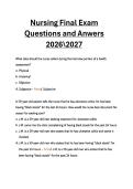 Nursing Final Exam Questions and Answers 2025-2026 &ndash; Comprehensive Practice Test
