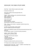 SOCIOLOGY 1301 EXAM 3 STUDY GUIDE