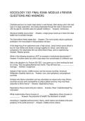 SOCIOLOGY 1301 FINAL EXAM- MODULE 4 REVIEW QUESTIONS AND ANSWERS