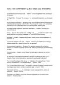 SOCI 1301 CHAPTER 1 QUESTIONS AND ANSWERS