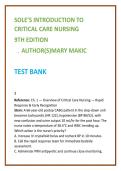 Sole Introduction to Critical Care Nursing Test Bank 9th Ed &vert; Mary Makic &vert; ICU Nursing MCQs & Advanced Med-Surg Exam Prep