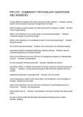 PSY 375 - COMMUNITY PSYCHOLOGY QUESTIONS AND ANSWERS