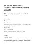 NUR310G HEALTH ASSESSMENT 4 CERTIFICATION EVALUATION 2026 SOLVED QUESTIONS