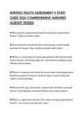 NUR310G HEALTH ASSESSMENT 4 STUDY GUIDE 2026 COMPREHENSIVE ANSWERS ALREADY PASSED