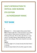 Sole Introduction to Critical Care Nursing Test Bank 9th Ed &vert; Mary Makic &vert; ICU Nursing Test Bank & Critical Care MCQs