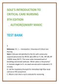 Sole Introduction to Critical Care Nursing Test Bank 9th Ed &ndash; Mary Makic ICU MCQs &vert; Critical Care Nursing Exam Prep
