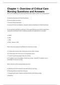 Chapter 1&colon; Overview of Critical Care Nursing Questions and Answers