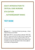 Sole Introduction to Critical Care Nursing Test Bank 9th Ed &vert; Mary Makic &vert; ICU Nursing MCQs &vert; Advanced Med-Surg & Critical Care Exam Prep