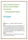 Sole Introduction to Critical Care Nursing Test Bank &vert; Mary Makic &vert; ICU Nursing MCQs & Advanced Med-Surg Exam Prep