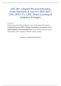 Adapted Physical Education Exam Questions 2026-2027