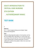 Sole Introduction to Critical Care Nursing 9th Ed Nursing Test Bank &vert; Mary Makic ICU MCQs & Critical Care Exam Prep