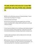 PYC4812 SPORTS PSYCHOLOGY EXAM PREP QUESTIONS AND SOLUTIONS 2026 GRADED A&plus;