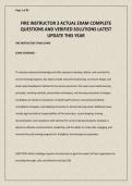 FIRE INSTRUCTOR 3 ACTUAL EXAM COMPLETE QUESTIONS AND VERIFIED SOLUTIONS LATEST UPDATE THIS YEAR&period;pdf