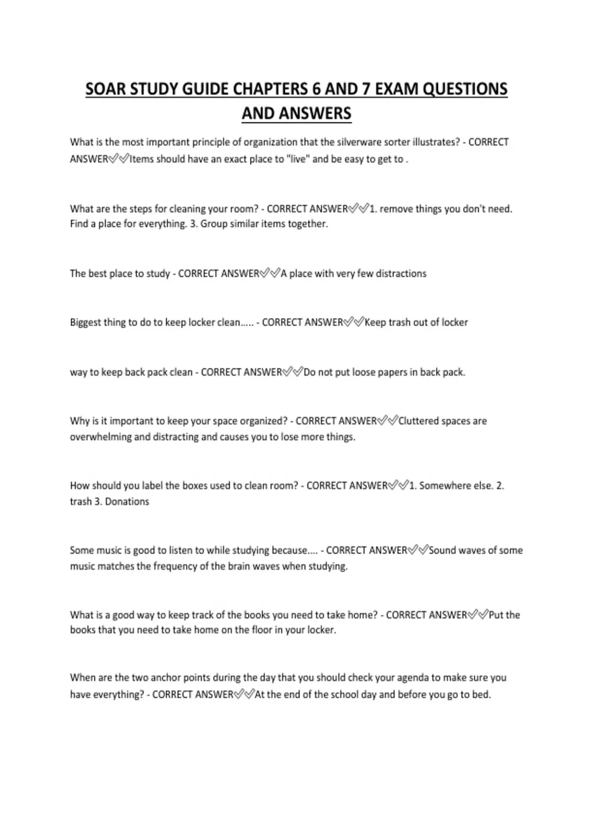 SOAR STUDY GUIDE CHAPTERS 6 AND 7 EXAM QUESTIONS AND ANSWERS - SOAR ...