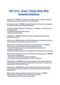 ENT 2113 - Exam 1 Study Guide With Complete Solutions