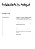 Constitutional Law Bar Exam Questions with Accurate & Verified Answers&period; Latest Update