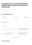 Constitutional Law Bar Exam Practice&sol;Exam Questions with Accurate & Verified Answers&period; Latest Update