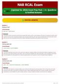 NAB RCAL Exam 100&plus; &lpar;Updated for 2026&rpar; Exam Prep Pack   A&plus; Questions & Verified Answers