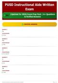 PUSD Instructional Aide Written Exam 25&plus; &lpar;Updated for 2026&rpar; Exam Prep Pack   A&plus; Questions & Verified Answers
