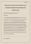 California Water Treatment Operator Certification Exam T1 QUESTIONS AND CORRECT DETAILED ANSWERS LATEST UPDATE THIS YEAR 