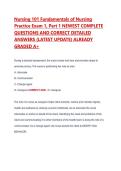 Nursing 101 Fundamentals of Nursing Practice &ndash; Exam 1 Part 1 &ndash; Complete Practice Questions with Detailed Answers &lpar;Latest Update&rpar;