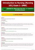Introduction to Nursing &lpar;Nursing 101&rpar; Exam 1- UMKC 140&plus; &lpar;Updated for 2026&rpar; Exam Prep Pack   A&plus; Questions & Verified Answers