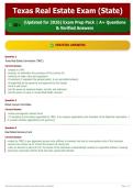 Texas Real Estate Exam &lpar;State&rpar; 30&plus; &lpar;Updated for 2026&rpar; Exam Prep Pack   A&plus; Questions & Verified Answers