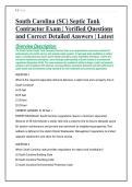 South Carolina &lpar;SC&rpar; Septic Tank  Contractor Exam &vert; Verified Questions  and Correct Detailed Answers &vert; Latest 