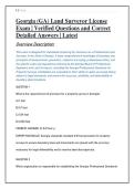 Georgia &lpar;GA&rpar; Land Surveyor License Exam &vert;  Latest Verified Questions and Correct  Detailed Answers