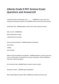 Alberta Grade 9 PAT Science Exam Questions and Answers