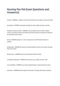 Nursing Pax Pat Exam Questions and Answers