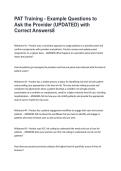 PAT Training - Example Questions to Ask the Provider &lpar;UPDATED&rpar; with Correct Answers