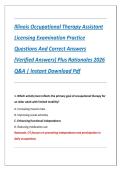 Illinois Occupational Therapy Assistant  Licensing Examination Practice  Questions And Correct Answers  &lpar;Verified Answers&rpar; Plus Rationales 2026  Q&A &vert; Instant Download Pdf