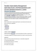 Tenable Vulnerability Management  Specialist Exam &vert; Verified Questions and  Correct Detailed Answers &vert; Latest