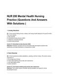 NUR 208 Mental Health Nursing Practice &lpar;Questions And Answers With Solutions &rpar; &period;pdf