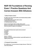 NUR 155 Foundations of Nursing Exam 1 Practice Questions And Correct Answers With SOlutions &period;pdf