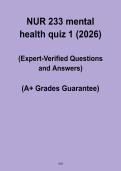 NUR 233 Mental Health Quiz 1 PDF &ndash; Nursing Study Guide & Exam Prep