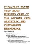2026&sol;2027 Elite Maternity Nursing Test Bank&colon; Obstetric & Postpartum Hemorrhage &vert; NCLEX&comma; ACOG & WHO Standards 