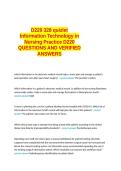  D220 328 quizlet Information Technology in Nursing Practice D220 QUESTIONS AND VERIFIED ANSWERS