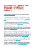SOUTH UNIVERSITY NSG 6020 FINAL EXAM &lpar;2025&rpar; 100&percnt;VERIFIED &vert; QUESTIONS AND ANSWERS &vert; GRADED A&plus;&period;