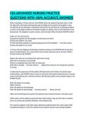 CEA ADVANCED NURSING PRACTICE QUESTIONS WITH 100&percnt; ACCURATE ANSWERS